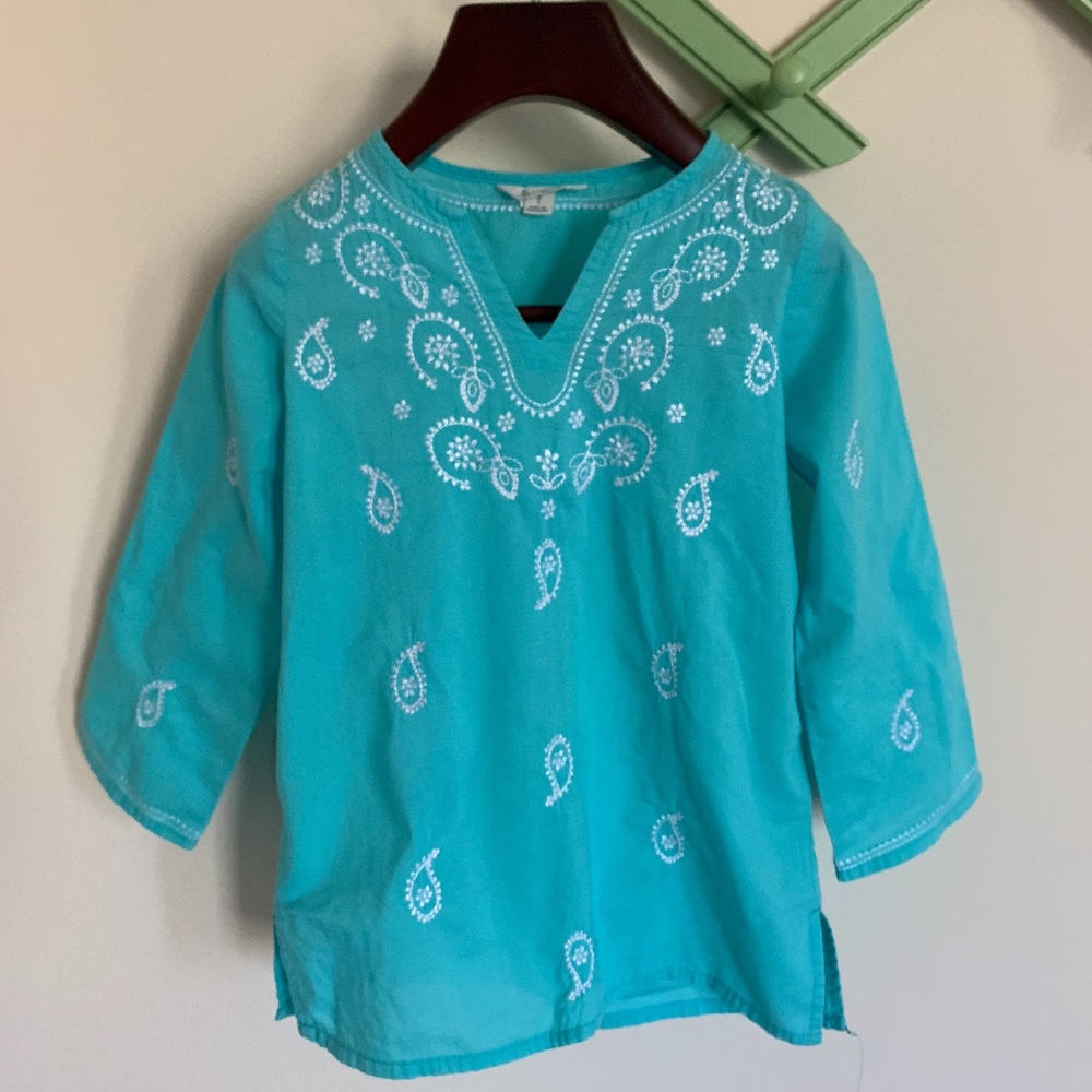Land's End kids S/4 Aqua Green Tunic swim cover-up